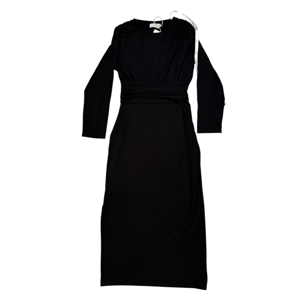 VEILED COLLECTION *NEW* Black Blake Ruched Waist Maxi Dress Size Medium Modest - Picture 4 of 12
